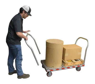 Vestil ATP-C-2448-2HDL heavy duty aluminum treadplate platform truck shown from an alternate angle