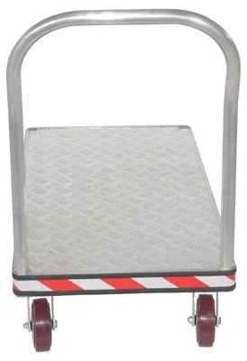 Vestil ATP-C-2448 heavy duty aluminum treadplate platform truck shown from an alternate angle