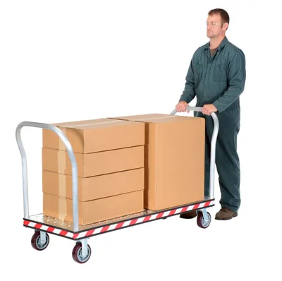 Vestil ATP-C-2460-2HDL heavy duty aluminum treadplate platform truck shown from an alternate angle
