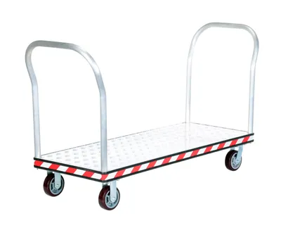 Vestil ATP-C-2460-2HDL heavy duty aluminum treadplate platform truck shown from an alternate angle