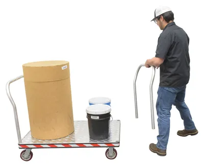 Vestil ATP-C-3048-2HDL heavy duty aluminum treadplate platform truck shown from an alternate angle