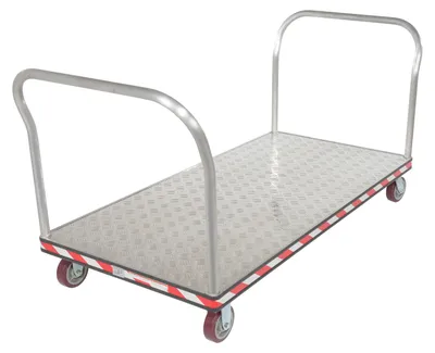 Vestil ATP-C-3672-2HDL heavy duty aluminum treadplate platform truck shown from an alternate angle
