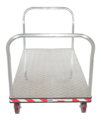 Vestil ATP-C-3672-2HDL heavy duty aluminum treadplate platform truck shown from an alternate angle