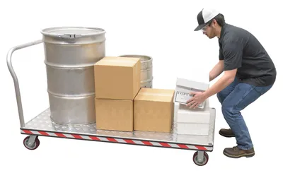 Vestil ATP-C-3672-2HDL heavy duty aluminum treadplate platform truck shown from an alternate angle