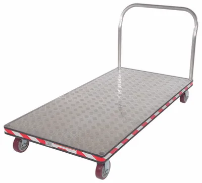 Vestil ATP-C-3672 heavy duty aluminum treadplate platform truck shown from an alternate angle
