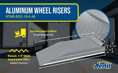 Vestil ATWR-ROG-18-6-48 aluminum wheel riser feature highlights