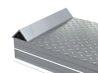 Vestil Aluminum Tread Plate Wheel Riser with Roll Off Guard 108 In. x 24 In. x 10-1/16 In. 30000 Lb. Capacity Silver