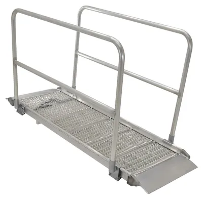 Vestil Aluminum Grip-Strut Walk Ramps with Handrails 190-3/4 In. x 39-3/8 In. 1000 Lb. Capacity Silver