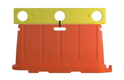 Vestil BCD-76-EX12-YL stackable poly barricade shown from an alternate angle