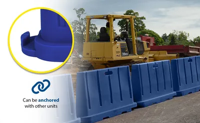 Vestil BCD-7636-BL stackable poly barricade feature highlights