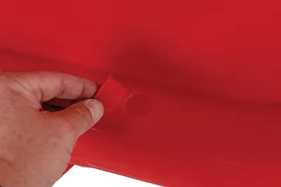 Vestil BCD-7636-RD stackable poly barricade shown from an alternate angle