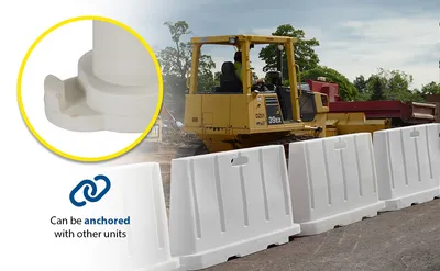 Vestil BCD-7636-WH stackable poly barricade feature highlights