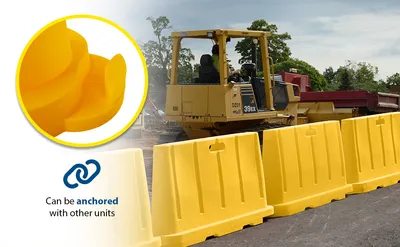 Vestil BCD-7636-YL stackable poly barricade feature highlights