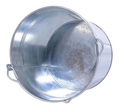 Vestil BKT-GAL-325 galvanized & stainless steel bucket shown from an alternate angle