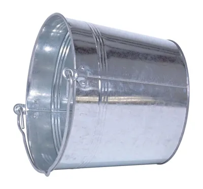 Vestil BKT-GAL-325 galvanized & stainless steel bucket shown from an alternate angle