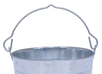 Vestil BKT-GAL-325 galvanized & stainless steel bucket shown from an alternate angle
