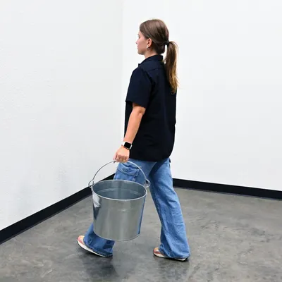 Vestil BKT-GAL-500 galvanized & stainless steel bucket shown from an alternate angle