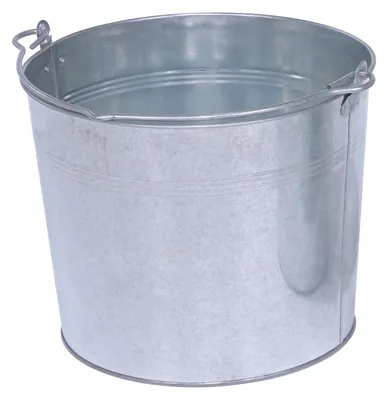 Vestil BKT-GAL-500 galvanized & stainless steel bucket shown from an alternate angle