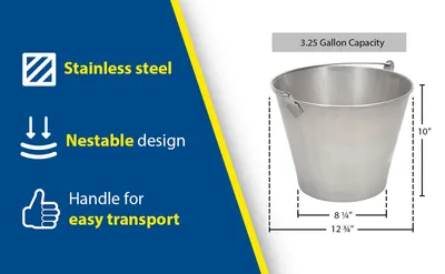 Vestil BKT-SS-325 galvanized & stainless steel bucket feature highlights