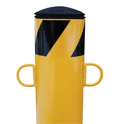 Vestil Factory Installed Steel D-Ring For Bollard Chain Barrier Attachment Yellow