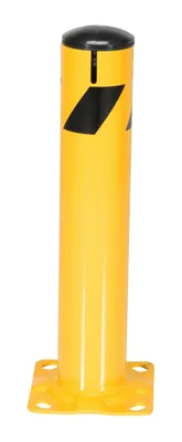 Vestil BOL-JK-24-4.5 steel pipe bollard with chain slot shown from an alternate angle