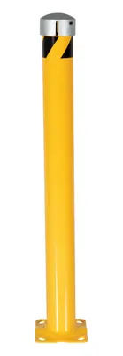 Vestil BOL-JKS-48-4.5 steel pipe bollard with chain slot shown from an alternate angle