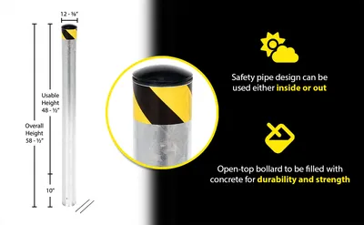 Vestil BOLPP-48-4.5-HDG pour in place bollard feature highlights