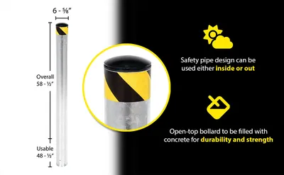 Vestil BOLPP-48-6.5-HDG pour in place bollard feature highlights