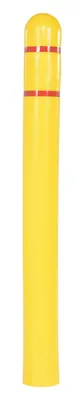 Vestil Low Density Polyethylene Bollard Post Cover Red Tape 52 In. x 5 In. Yellow