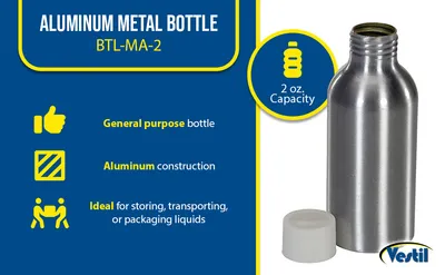 Vestil BTL-MA-2 metal bottle feature highlights