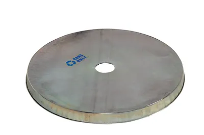 Vestil CAN-CAP-G galvanized steel drum cover shown from an alternate angle