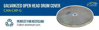 Vestil CAN-CAP-G galvanized steel drum cover feature highlights