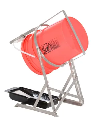Vestil CAN-S manual pail tipper shown from an alternate angle