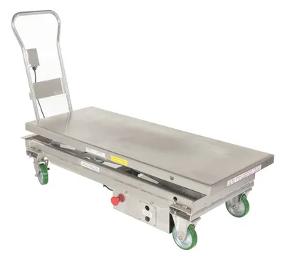 Vestil CART-1000-LD-DC-SS stainless steel scissor cart shown from an alternate angle
