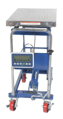 Vestil CART-1000-SCL scissor carts with built-in scale shown from an alternate angle