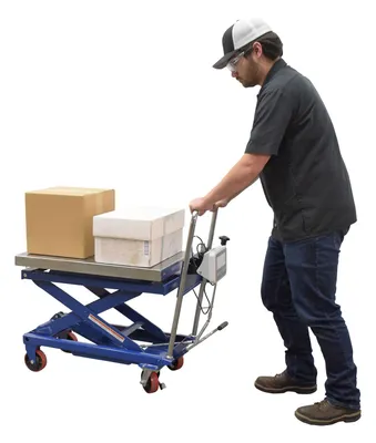 Vestil CART-1000-SCL scissor carts with built-in scale shown from an alternate angle