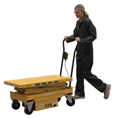 Vestil CART-1000D-DC dc powered hydraulic elevating cart shown from an alternate angle