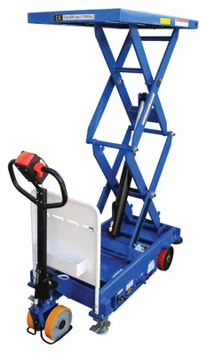 Vestil CART-1000D-DC-CTD powered drive and powered lift hydraulic scissor cart