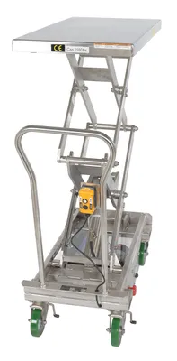 Vestil CART-1000D-DC-SS stainless steel scissor cart shown from an alternate angle