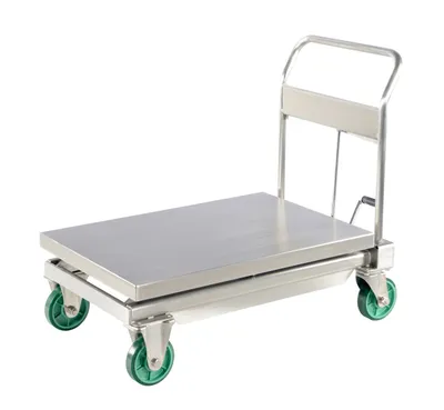 Vestil CART-1100-SS stainless steel scissor cart shown from an alternate angle