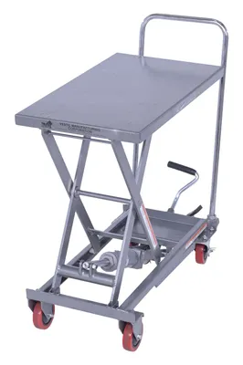 Vestil CART-200-ALUM hydraulic elevating cart shown from an alternate angle