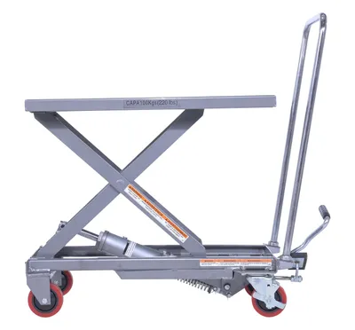 Vestil CART-200-ALUM hydraulic elevating cart shown from an alternate angle
