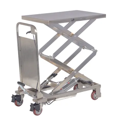 Vestil Partially Stainless Steel Double Scissor Steel Cart with Foot Pump 17-1/2 In. x 27 In. 220 Lb. Capacity Silver