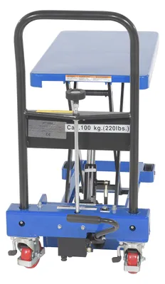Vestil CART-200-LP-AS low profile scissor cart w auto-shift shown from an alternate angle