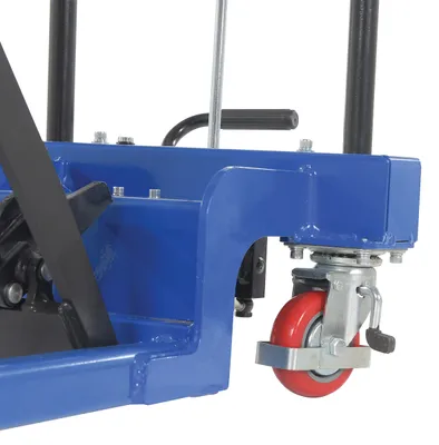Vestil CART-200-LP-AS low profile scissor cart w auto-shift shown from an alternate angle