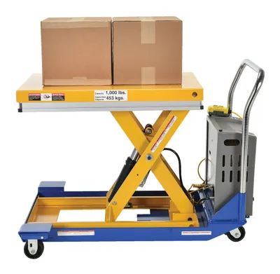 Vestil CART-23-10-DC dc powered and manual scissor cart shown from an alternate angle