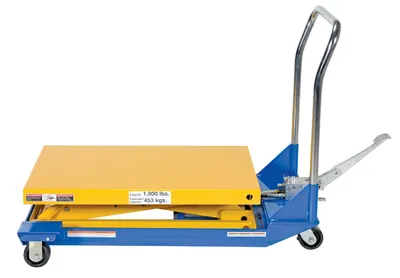 Vestil CART-23-10-M dc powered and manual scissor cart shown from an alternate angle