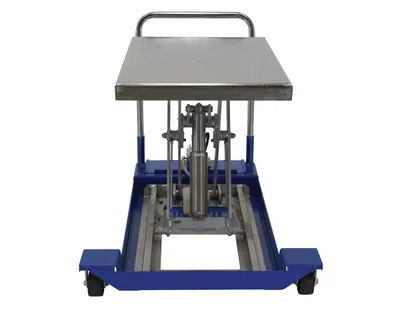 Vestil CART-23-10-M-PSS dc powered and manual scissor cart shown from an alternate angle