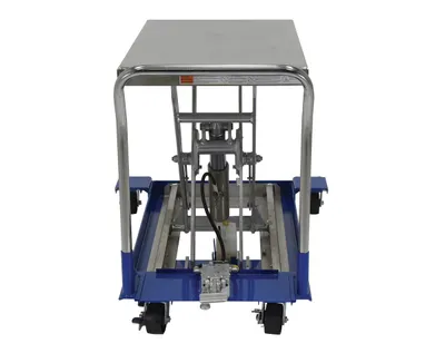 Vestil CART-23-15-M-PSS dc powered and manual scissor cart shown from an alternate angle