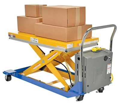 Vestil CART-24-10-DC dc powered and manual scissor cart shown from an alternate angle
